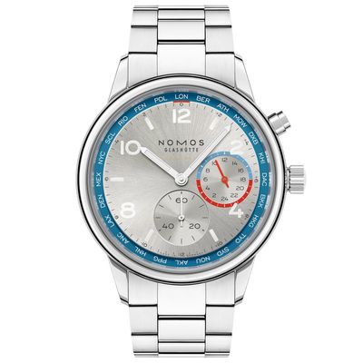 NOMOS Glashütte Club Sport Neomatik Worldtimer Silver