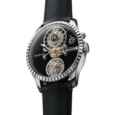 Haute Rive Honoris I Stainless Steel Black Enamel Dial Fluted Bezel