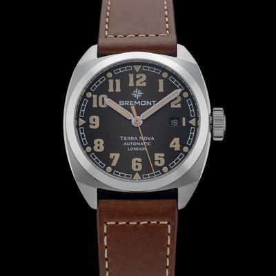 Bremont Terra Nova 40.5 Date Black Dial on Leather Strap TN40-DT-SS-BK-L-S