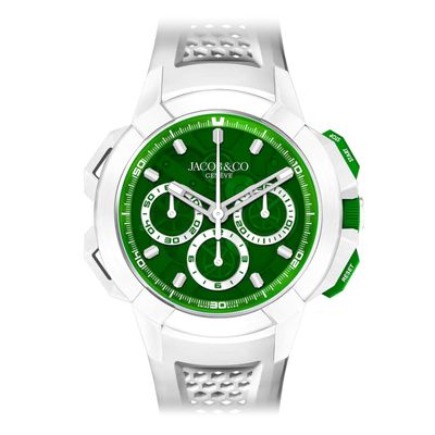 Jacob & Co. Epic X Chrono 44mm Tri-Compax White Ceramic Green Dial EC440.95.AA.AA.BBRUA