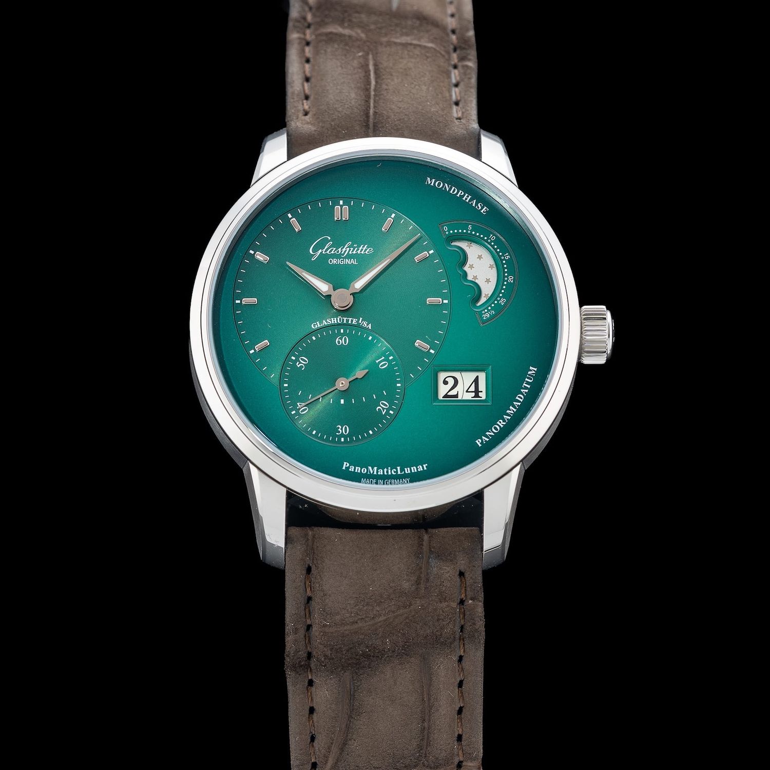 Glashütte Original 1-90-02-13-32-62 Panomaticlunar Green Dial On 