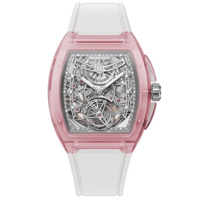 Bianchet Ultrafino Tonneau Skeleton Sapphire Pink