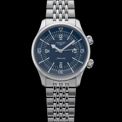 Longines L3.764.4.90.6 Legend Diver 39mm Blue Dial on Bracelet