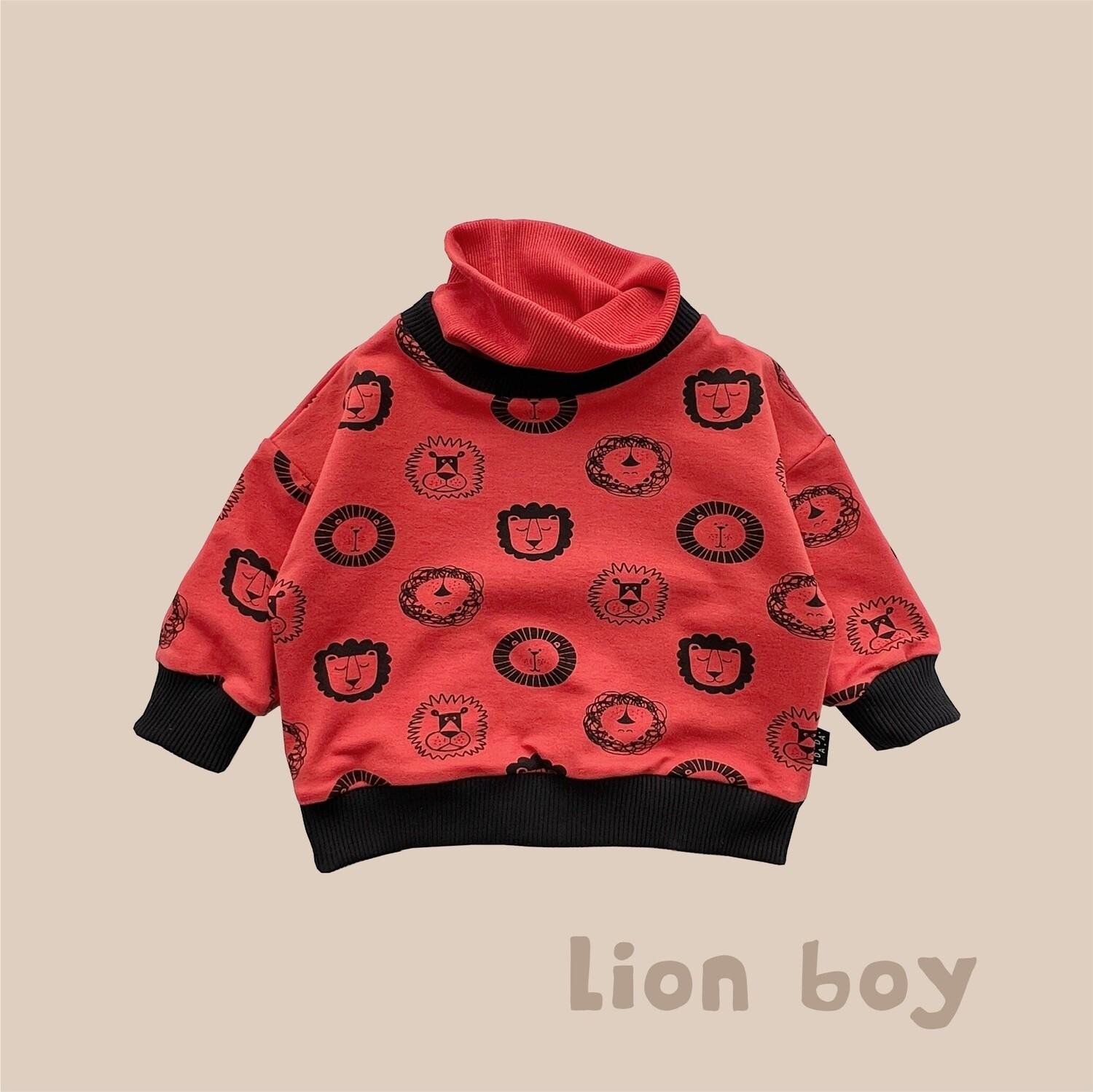 Свитшот Lion Boy (томат + львы) с воротом «томат»
