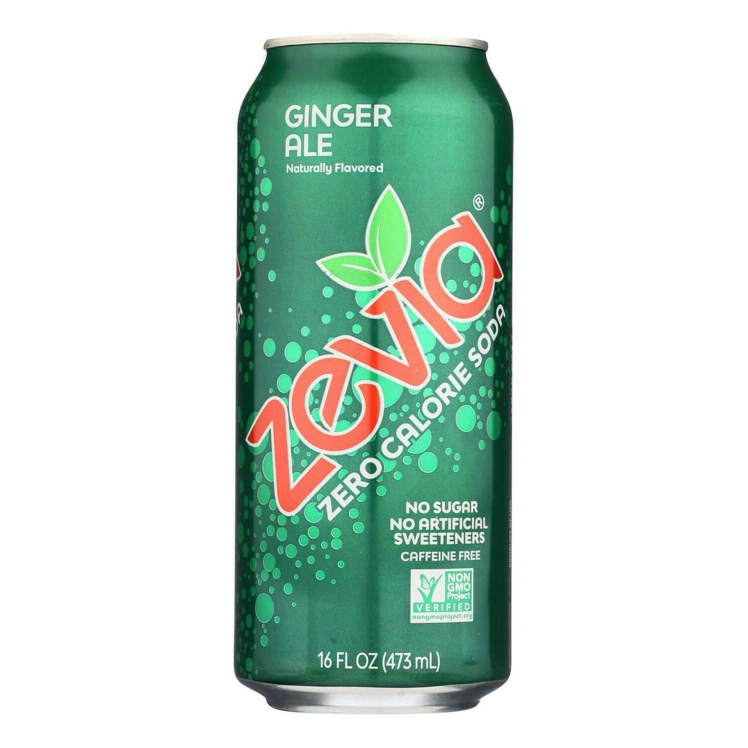 Zevia Soda Zero Calorie Ginger Ale Tall Girls Can 16 oz (EO