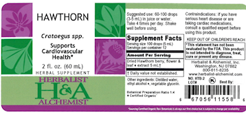 Herbalist & Alchemist Hawthorn Extract 2 oz (EE H15586)