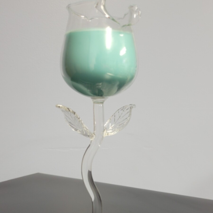 Green Rose Glass Shaped Candle