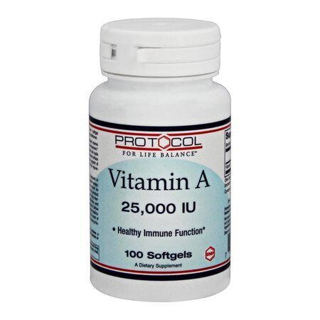 Protocol For Life Balance Vitamin A 25,000 IU (EE P0340) - Vitamin A 25,000 IU - Promotes Healthy Immune Function, Anti-Oxidation, and Provides Cellular Support - 100 Softgels