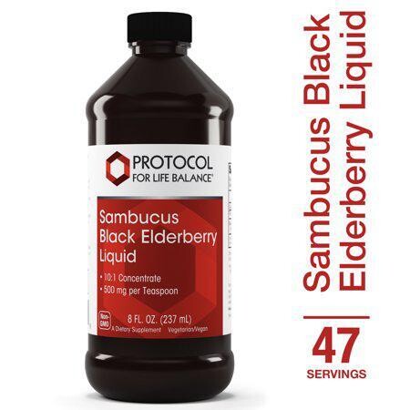Protocol For Life Balance - Sambucus Black Elderberry Liquid - Helps Immune System Support, 10:1 Concentrate, Rich in Antioxidants - 8 Fluid Ounces (EE P48529)