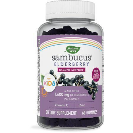 Nature’s Way Sambucus Elderberry Gummies for Kids, Immune Support Gummies, with Vitamin C and Zinc, Delicious Berry Flavor (EE NW3461)