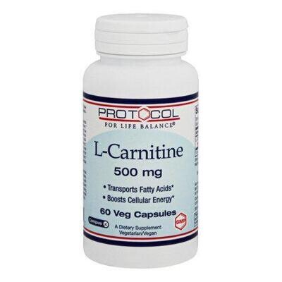 Protocol For Life Balance L-Carnitine 500 mg (EE LCAR5)  - L-Carnitine 500 mg - 60 Veg Caps