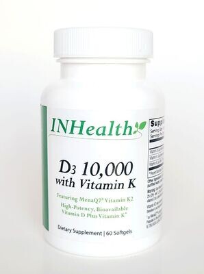 INHealth Vitamin D3 10,000+Vitamin K 60 Softgels
