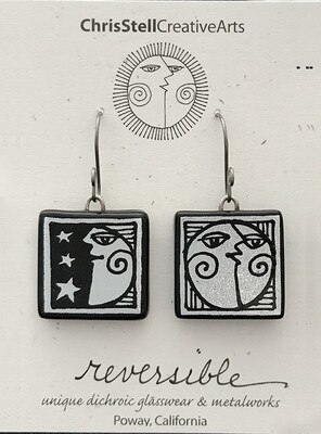 Etched Reversible Dichroic Glass Earrings