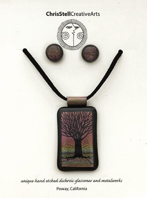 Dichroic Hand Etched Tree Set