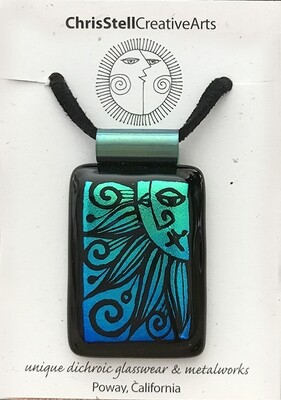 Hand Etched Sun Dichroic Glass Pendant