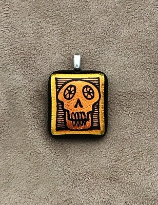 Mini Hand Etched Dichroic Glass Pendant