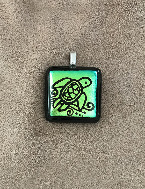 Mini Hand Etched Dichroic Glass Pendant