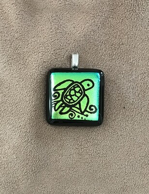 Mini Hand Etched Dichroic Glass Pendant