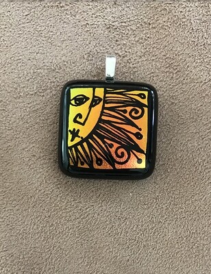 Mini Hand Etched Dichroic Glass Pendant
