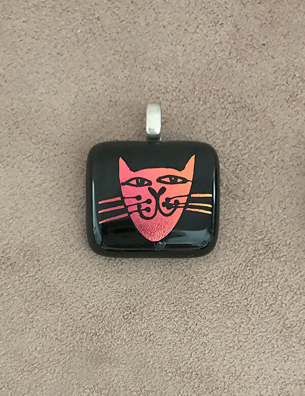 Mini Hand Etched Dichroic Glass Pendant