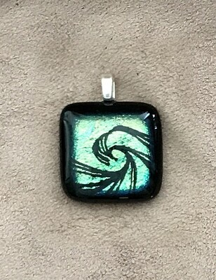 Mini Hand Etched Dichroic Glass Pendant