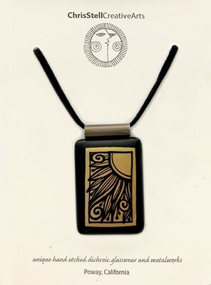 Hand Etched Sun Dichroic Glass Pendant