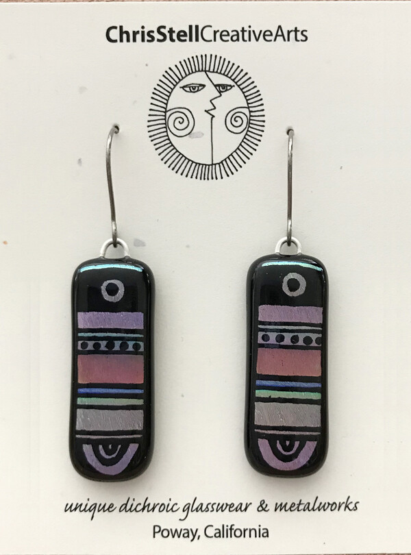 Etched Southwest Dichroic Glass Earrings