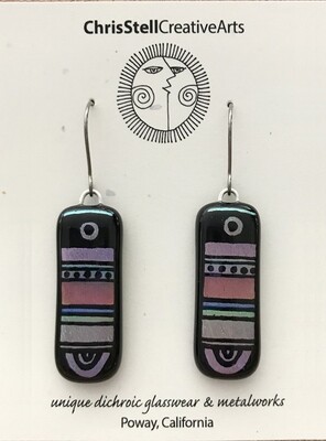 Etched Southwest Dichroic Glass Earrings
