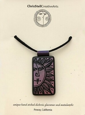 Hand Etched Sun Dichroic Glass Pendant
