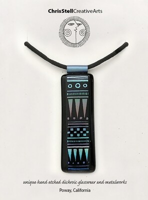 Hand Etched Southwest Dichroic Glass Pendant