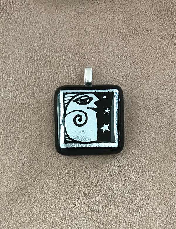 Mini Hand Etched Dichroic Glass Pendant