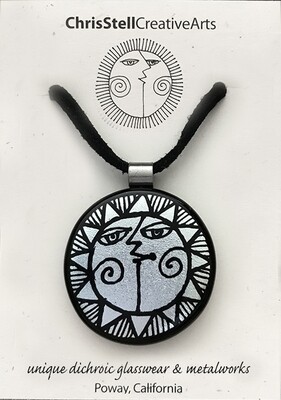 Hand Etched Sun Dichroic Glass Pendant