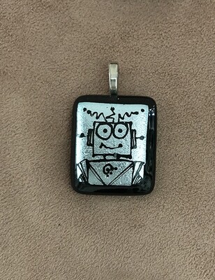 Mini Hand Etched Dichroic Glass Pendant