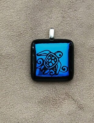 Mini Hand Etched Dichroic Glass Pendant