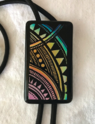Dichroic Glass Geometric Bolo Tie