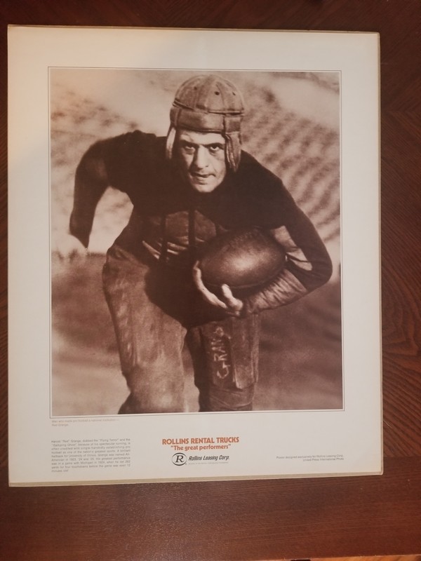 50s Vintage Poster of Harold &quot;Red&quot; Grange