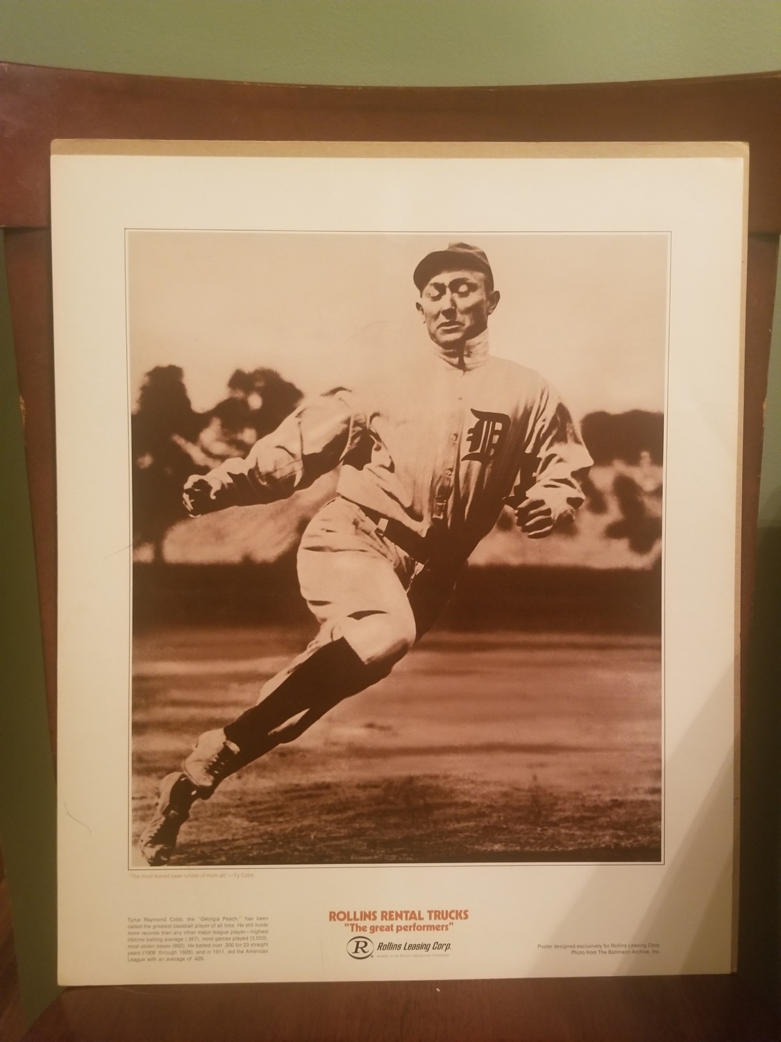 50s Vintage poster Tyrus Raymond Cobb