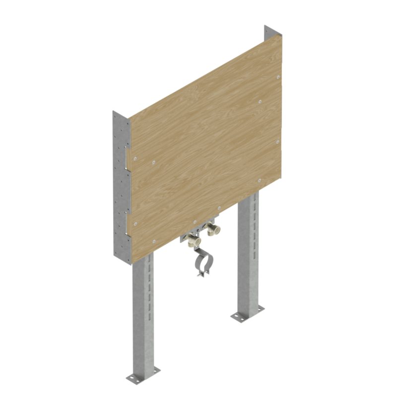 SUPPORTO IN MULTISTRATO H50 X L61,5 CON RACCORDI E GAMBI PER LAVABO SU MENSOLE