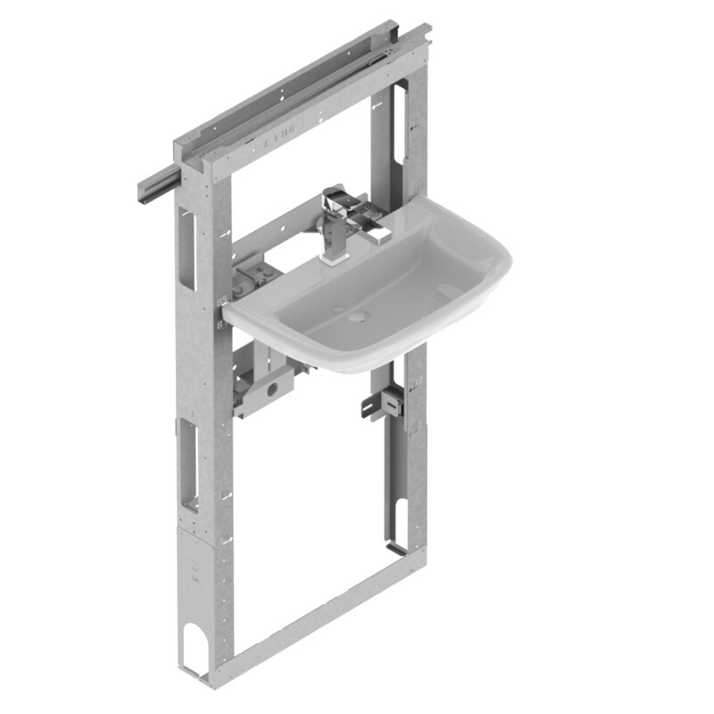 COMPONENTE MODULARE LAVABO STANDARD A PARETE con erogazione sul sanitario.  
Modello unico per: D.A - STANDARD - INFANZIA