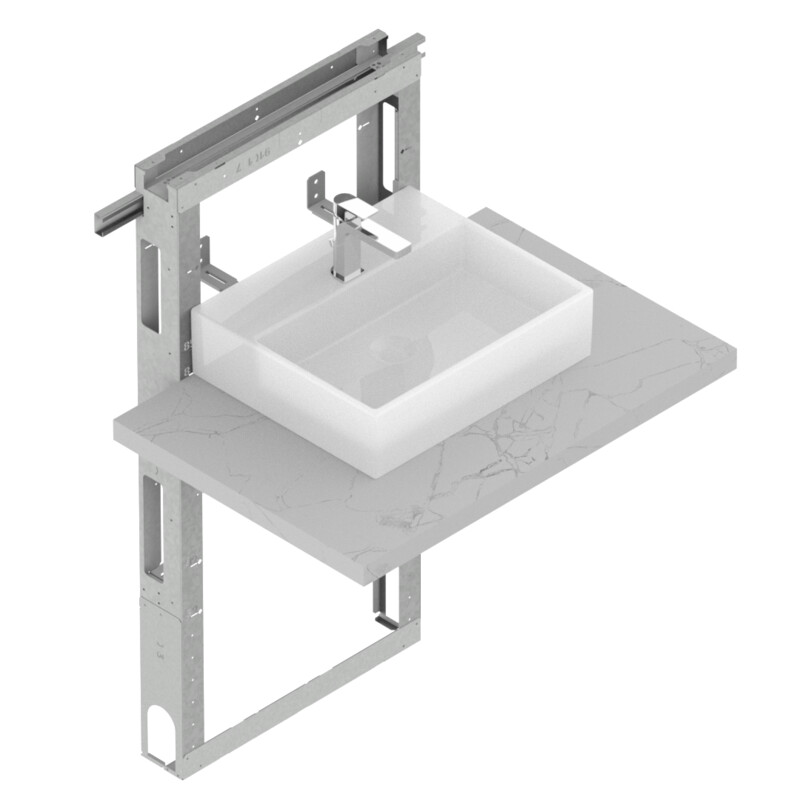 COMPONENTE MODULARE LAVABO IN APPOGGIO SUL TOP con erogazione sul PIANO di appoggio
Modello unico per: STANDARD - INFANZIA