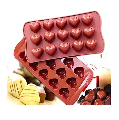 Силиконовая мини-форма для шоколада-желе-мармелада 15 фигур Сердца 210*105*20 мм