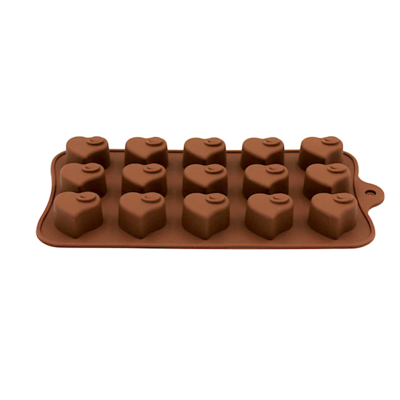 Силиконовая мини-форма для шоколада-желе-мармелада 15 фигур Сердечки 195*100*15 мм (Эконом)