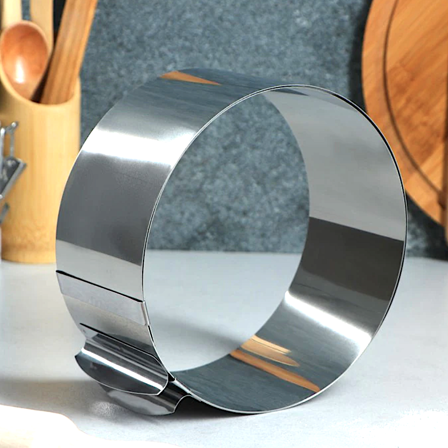 Металлическая раздвижная форма "круг" 16-30 h15. Разъёмное кольцо для выпечки тортов, d=16-30 см, h -8,5. Форма раздвижная 16-30. Разъемное кольцо для выпечки.