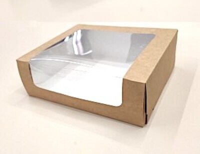Коробка с окном 19•16•6 см Белая (Эклер, самосборная) упак. 5-25 шт