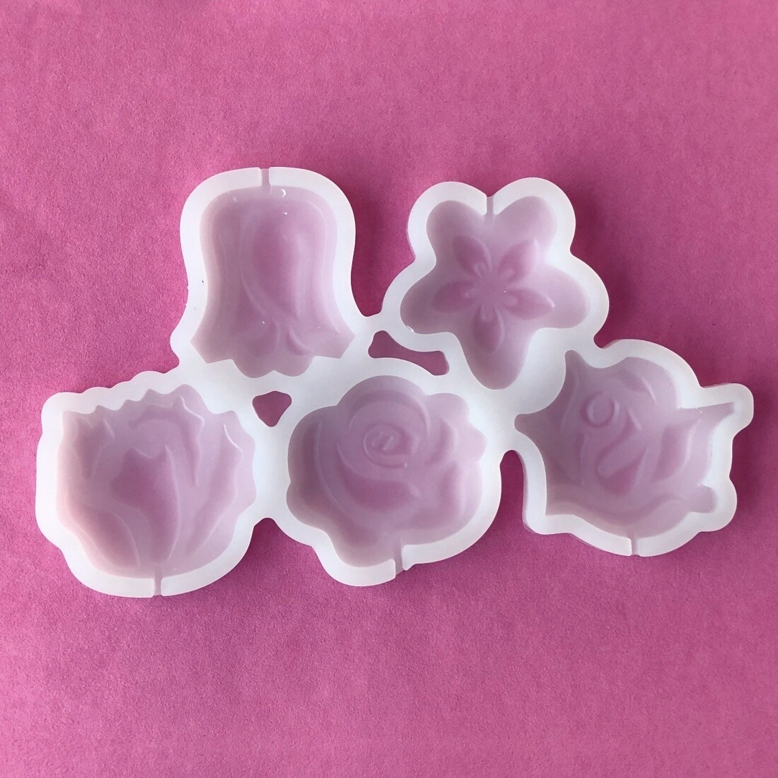 Силиконовая форма для шоколада-мастики-карамели 5 фигур - Цветы