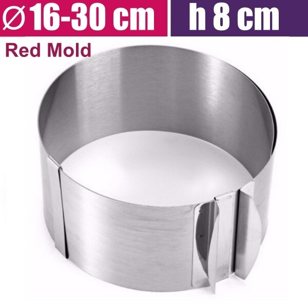 Форма для выпечки металлическая раздвижная Кольцо Ø 16-30 см | высота 8 см (Red Mold)