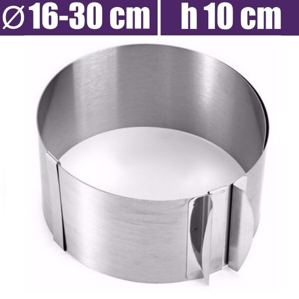 Форма для выпечки металлическая раздвижная Кольцо Ø 16-30 см | высота 10 см