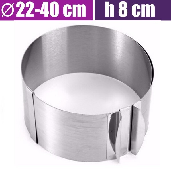 Форма для выпечки металлическая раздвижная Кольцо Ø 22-40 см | высота 8 см