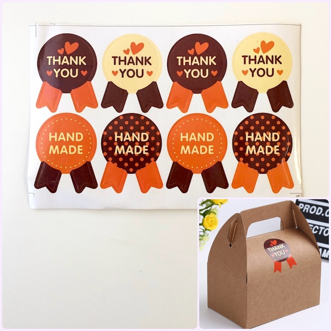 Наклейки "thank you" на коробки 8 шт на 10 листов