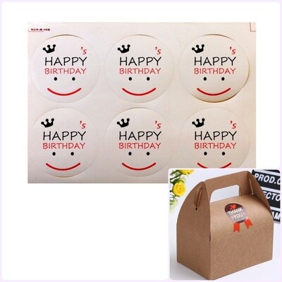 Наклейки "happy birthday" на коробки 6 шт на 10 листов